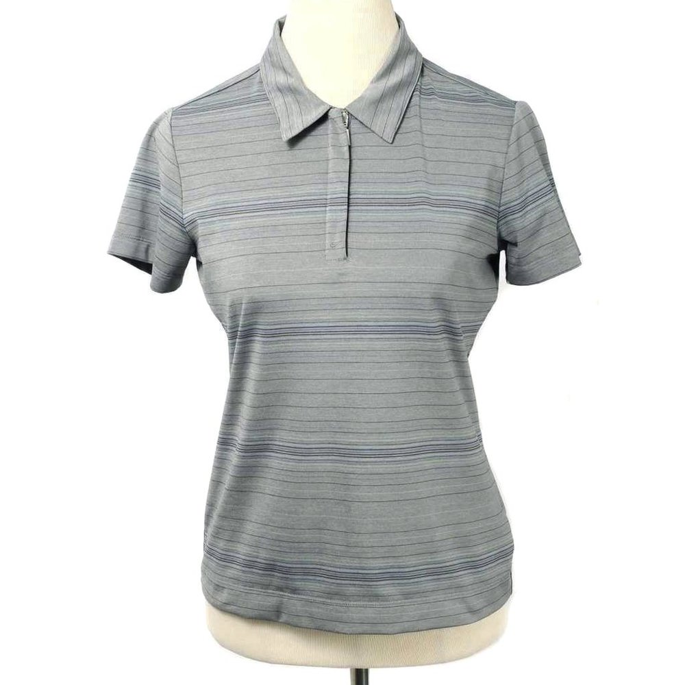 NIKE GOLF FitDry Gray Stripe Zip Polo Shirt
